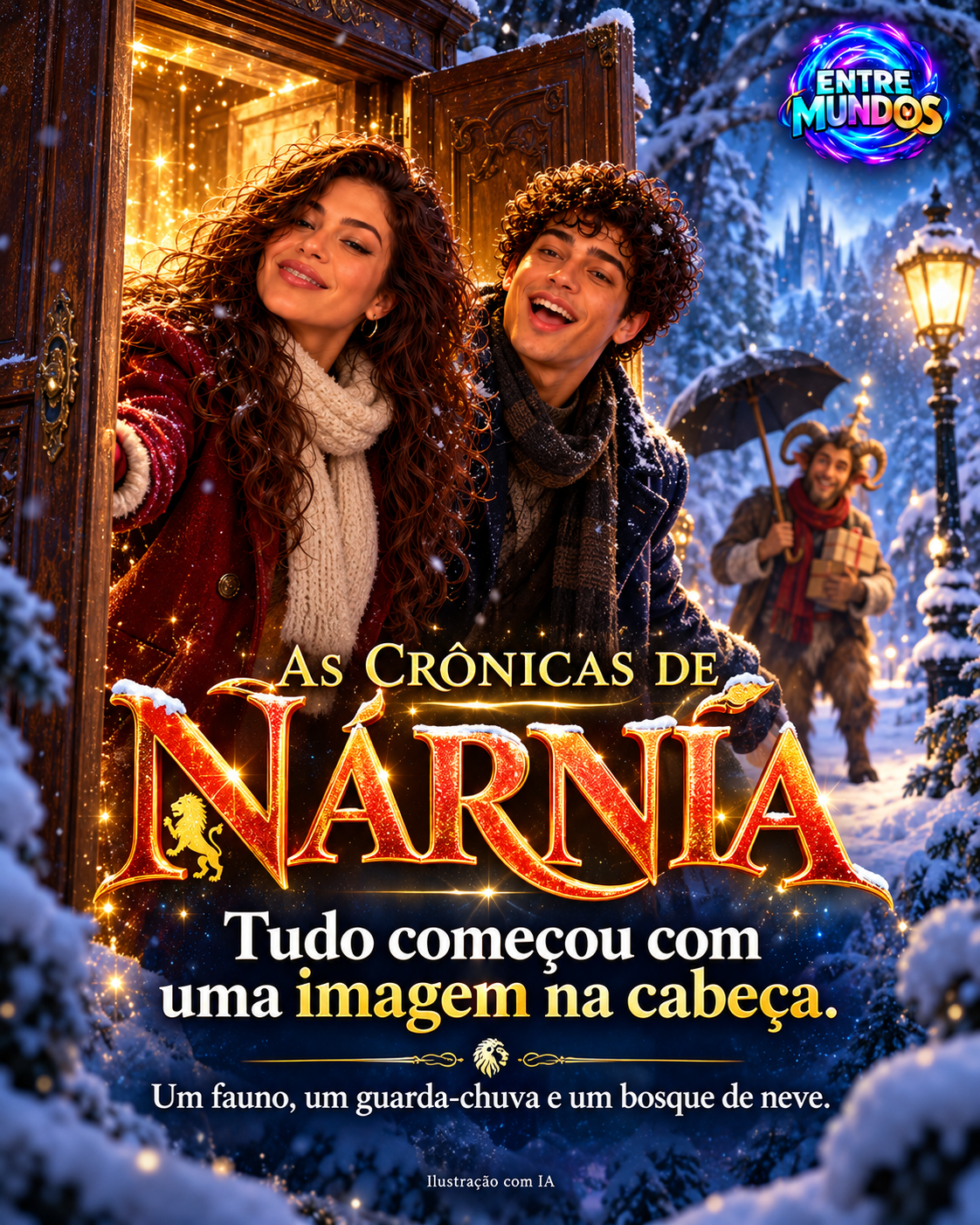 Arte ilustrada de Nárnia com Nina e Theo