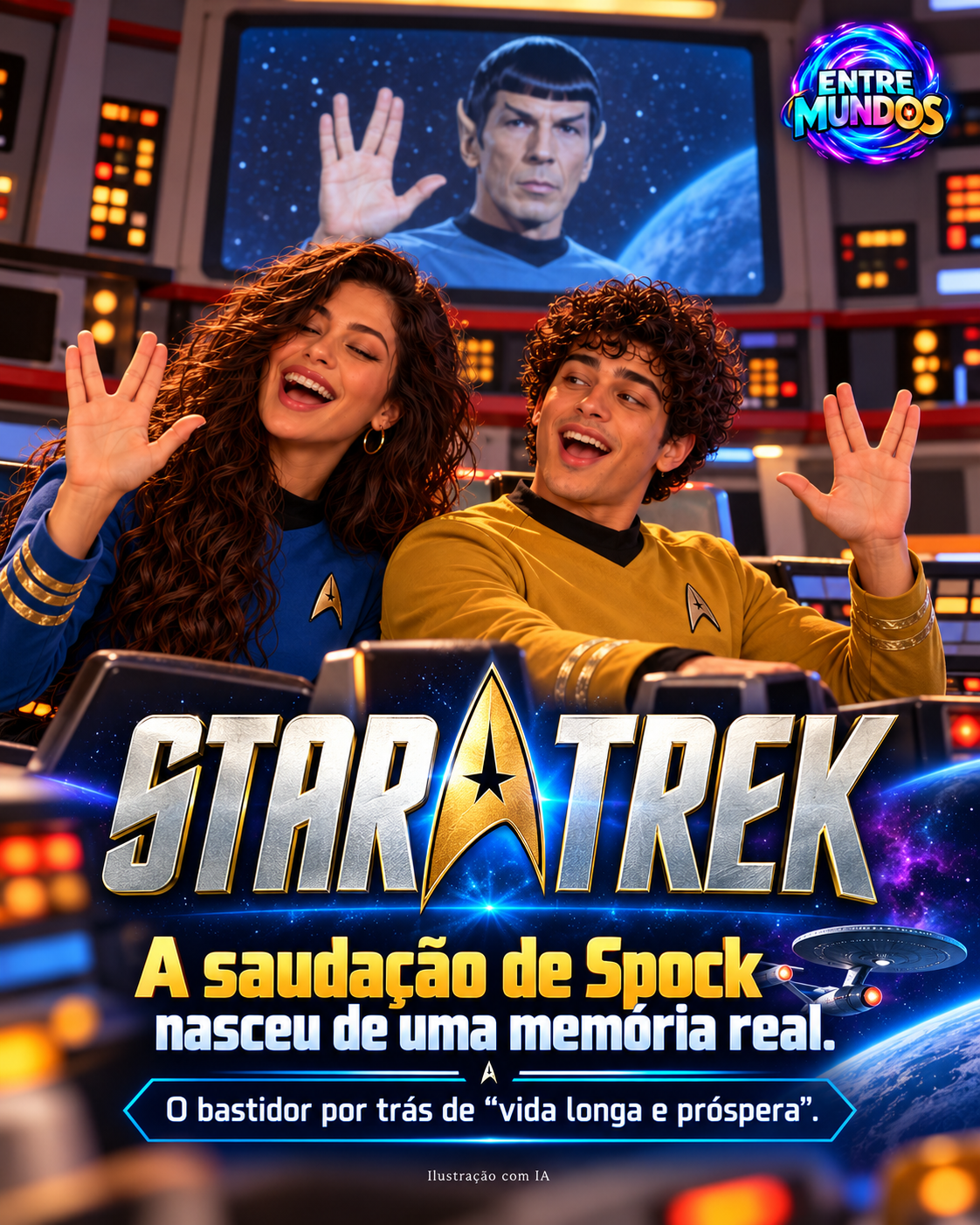 Arte ilustrada de Star Trek com Nina e Theo